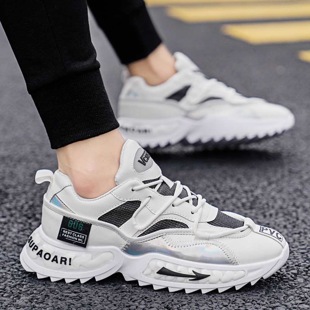 Fashion Trend Men Casual Sports Shoes Breathable  Running Shoes Athletic Walking - White EU 41